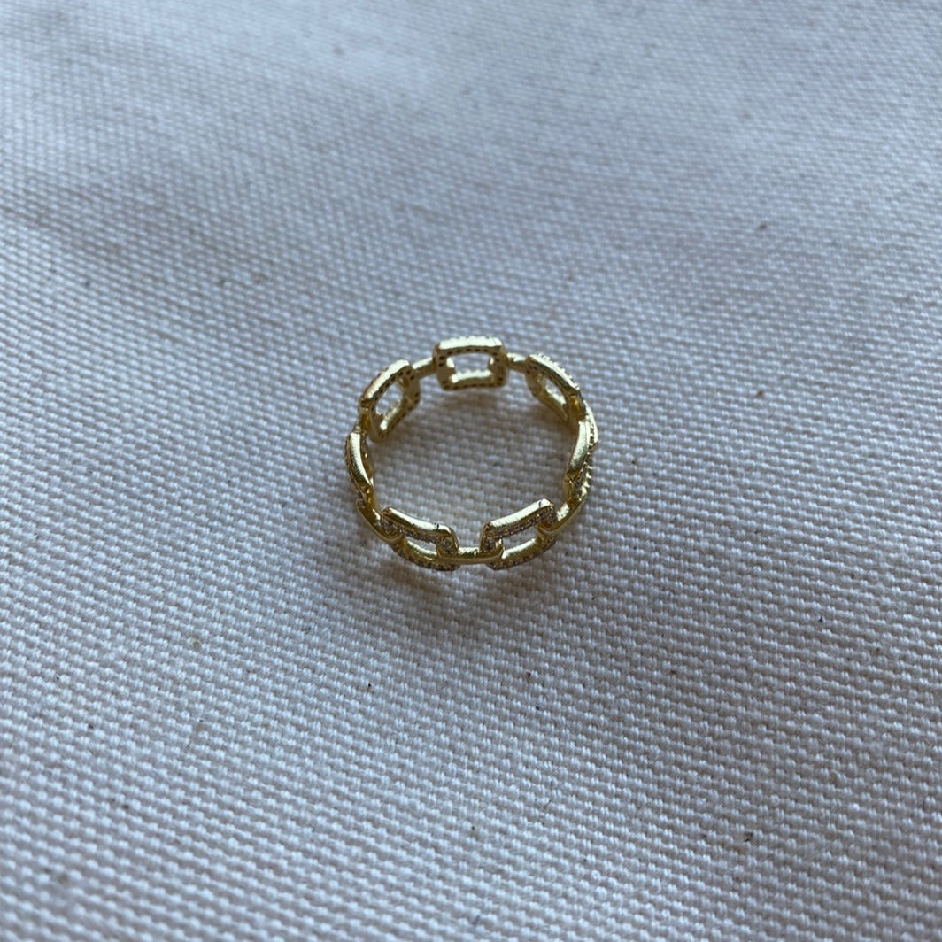 14k Diamond Eternity Square Chain Ring
