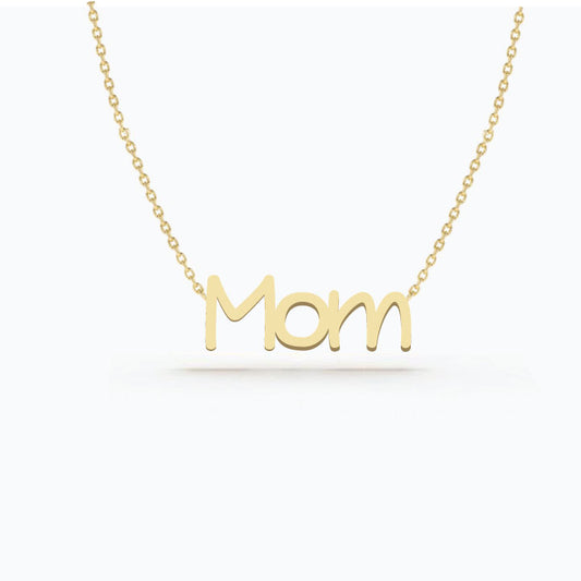 14k Gold Mom letter Necklace