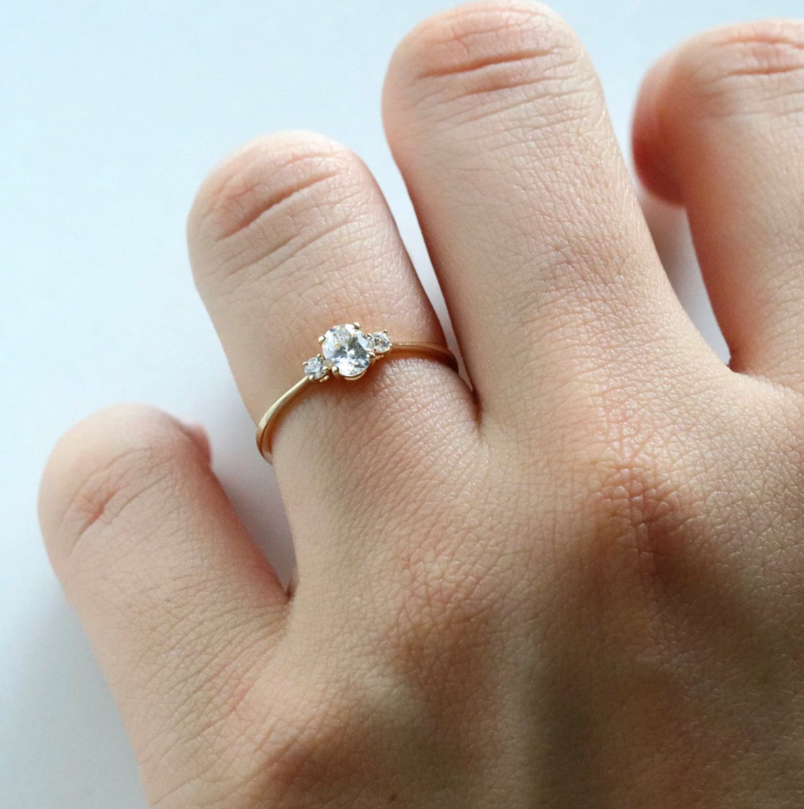 14k Gold -Oval Diamond Engagement Ring
