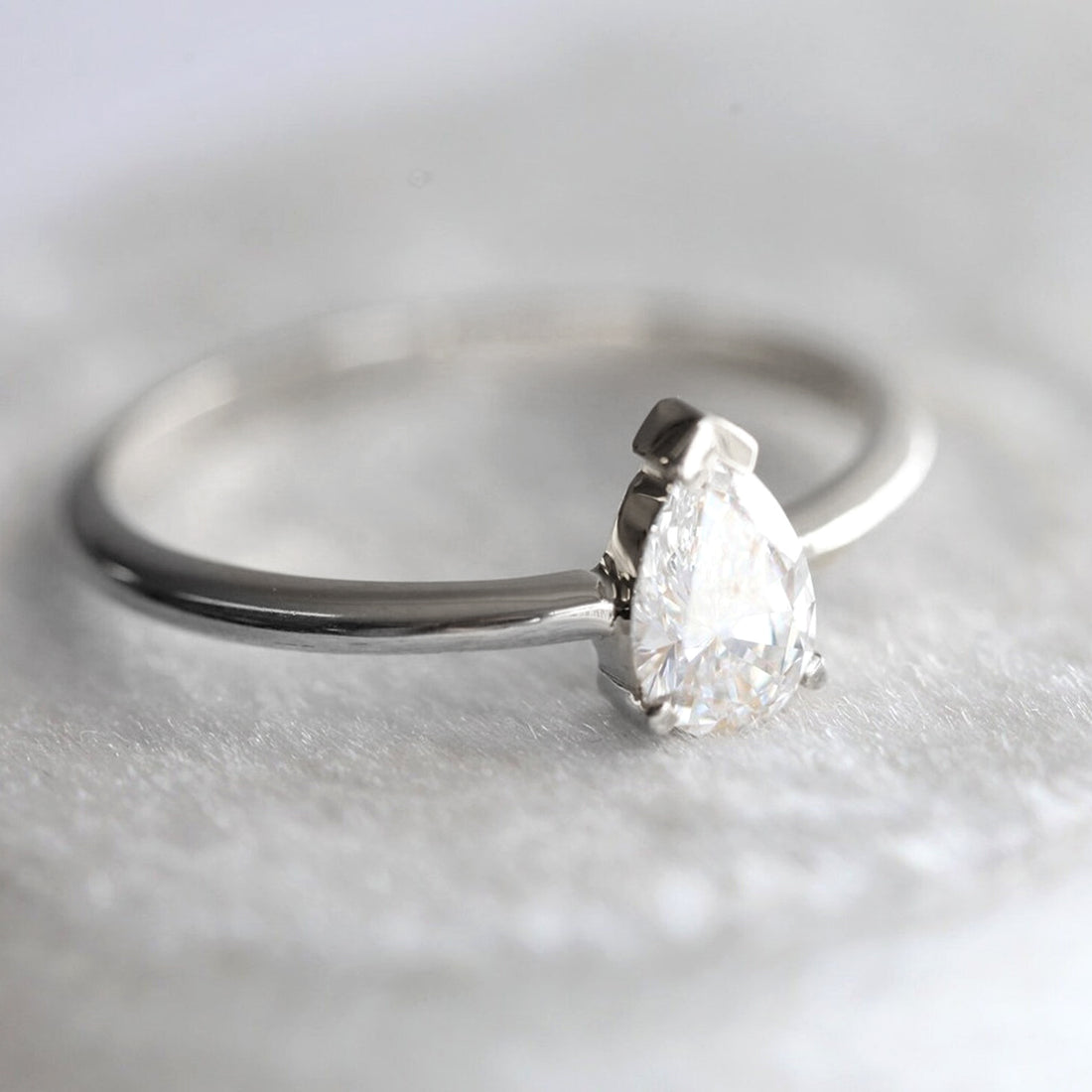 Pear Cut Diamond Engagement Ring in Platinum | VicStone.NYC