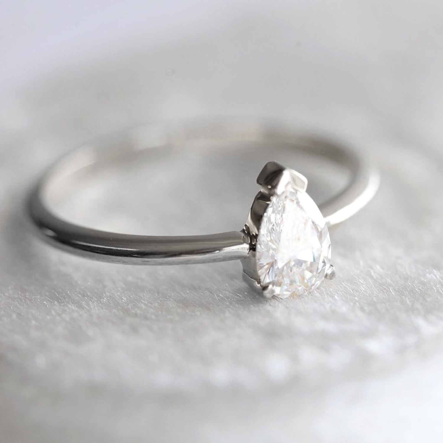 Pear Cut Diamond Engagement Ring in Platinum.
