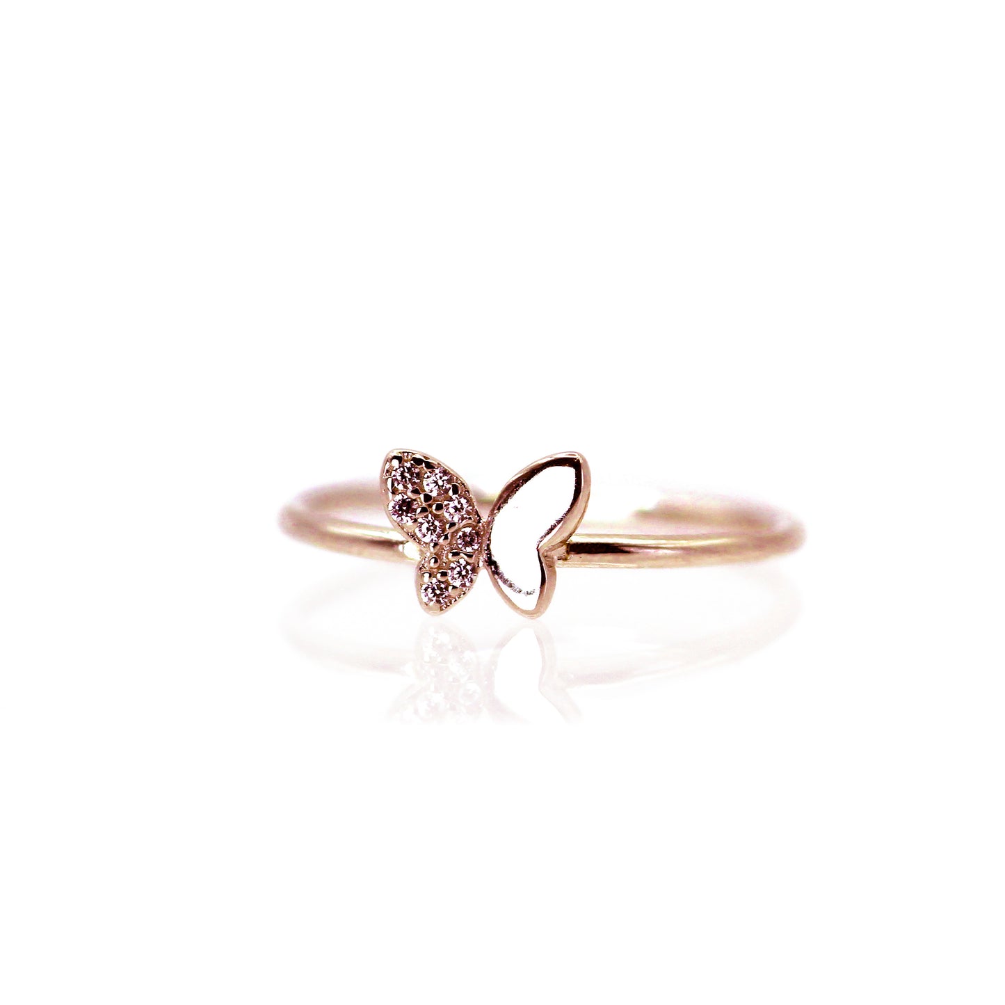 14k Lovely Butterfly with Diamond Gold Ring