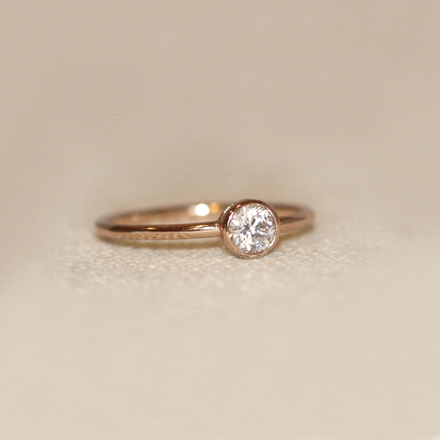 Solitaire Bezel Setting Diamond Engagement Ring