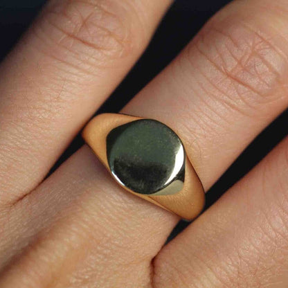 14k Customized Engraving Signet Gold Ring