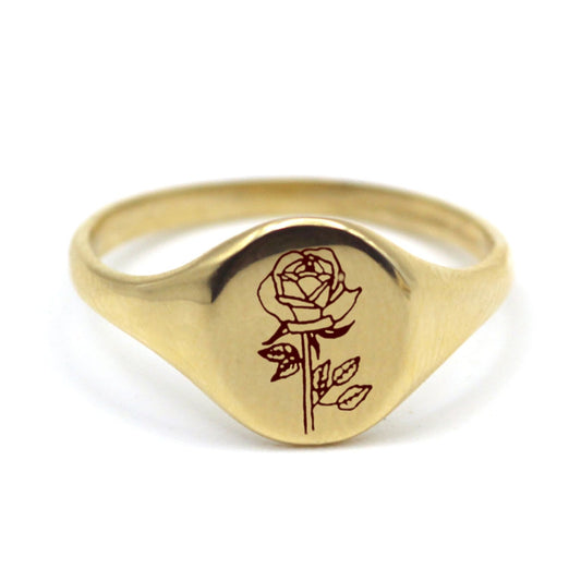 Rose Flower Yellow Solid Gold Ring
