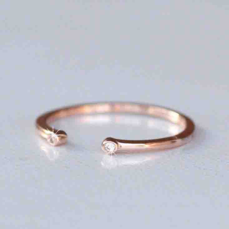Tiny Diamond Open Cuff Ring.