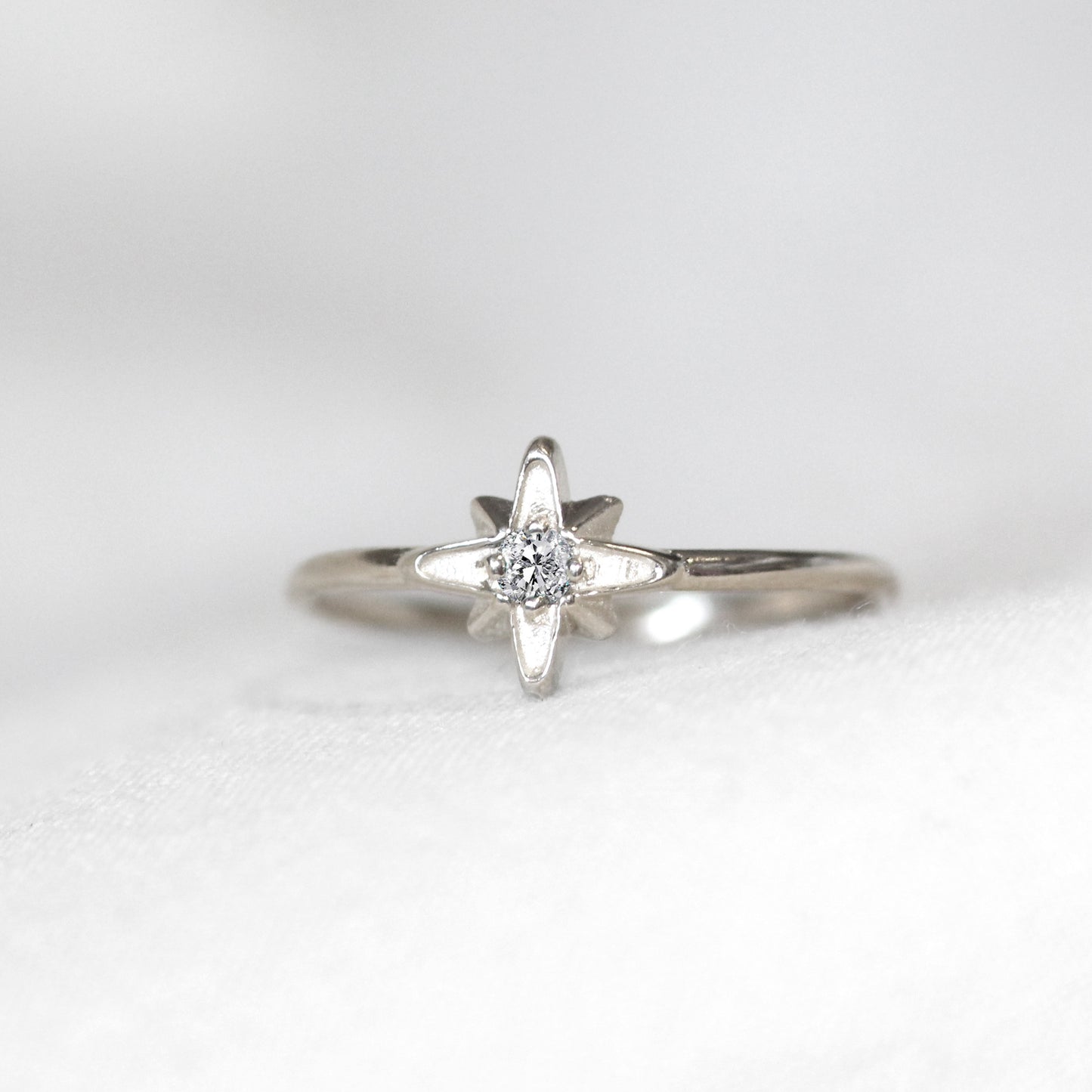 14k North Star April Diamond Birthstone Ring