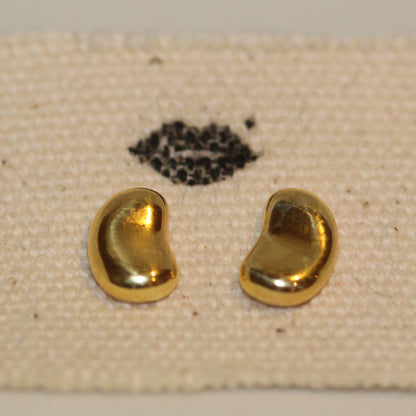 18k Solid Gold Bean Earrings