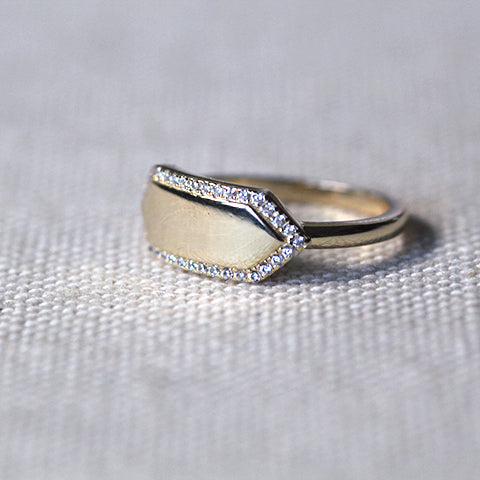 14k Gold Diamond Engraving Ring