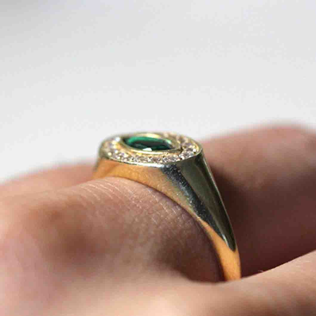 Emerald with Diamond Bold Ring