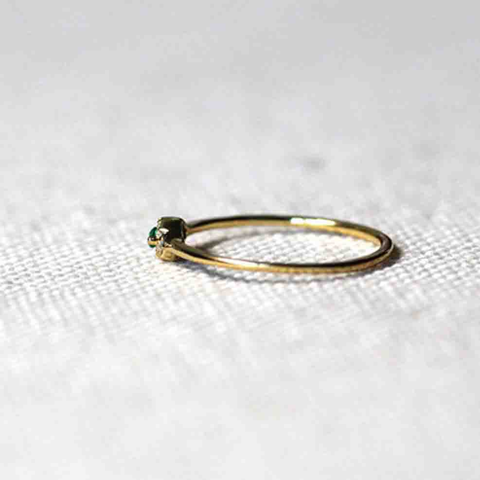 14k Emerald and Diamond Evil Eye Ring