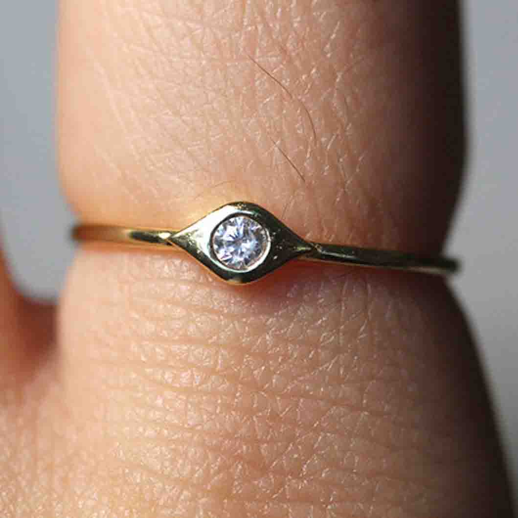 Small Diamond Evil Eye Ring.