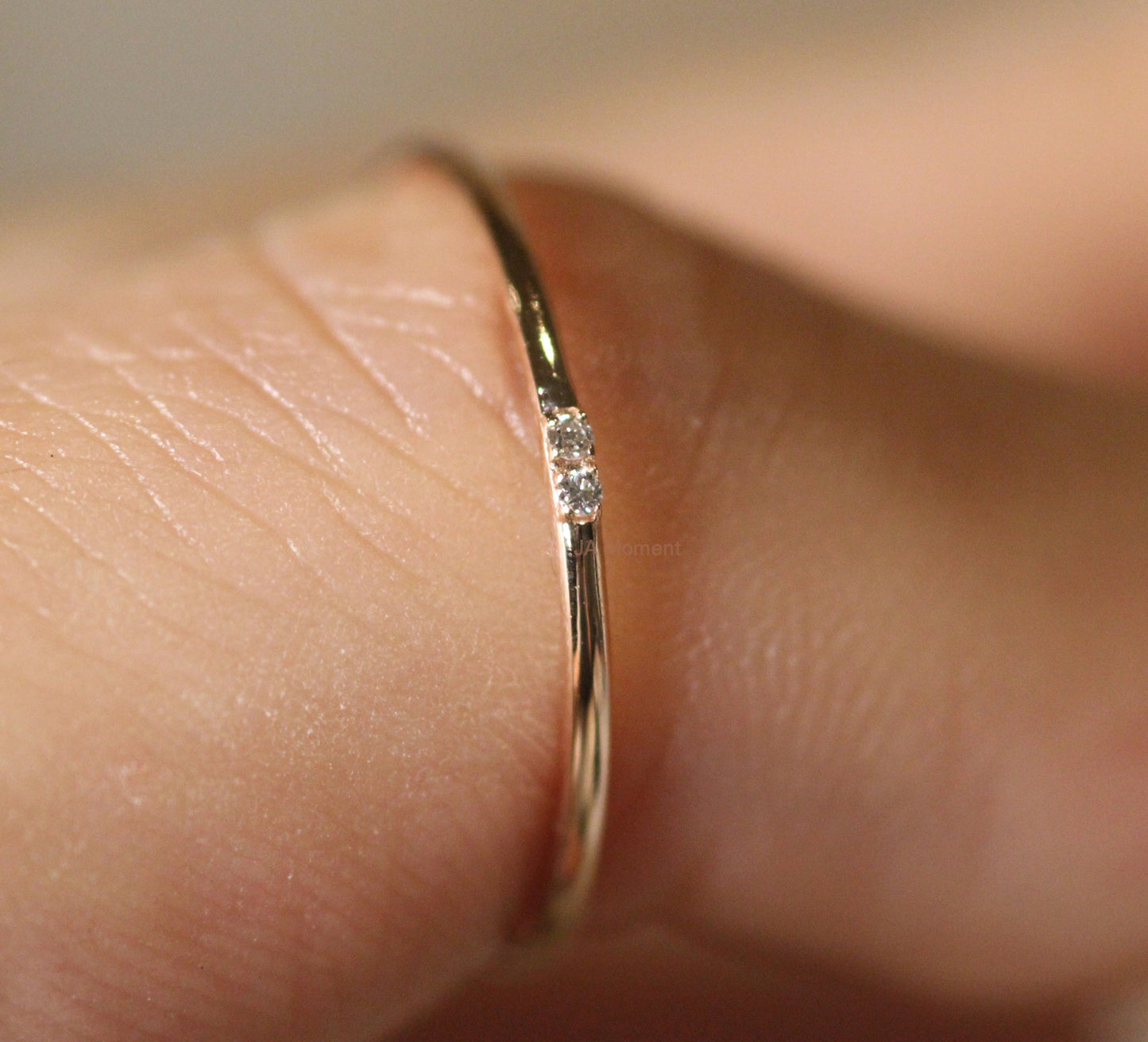 14k Tiny 2 Diamonds Ring