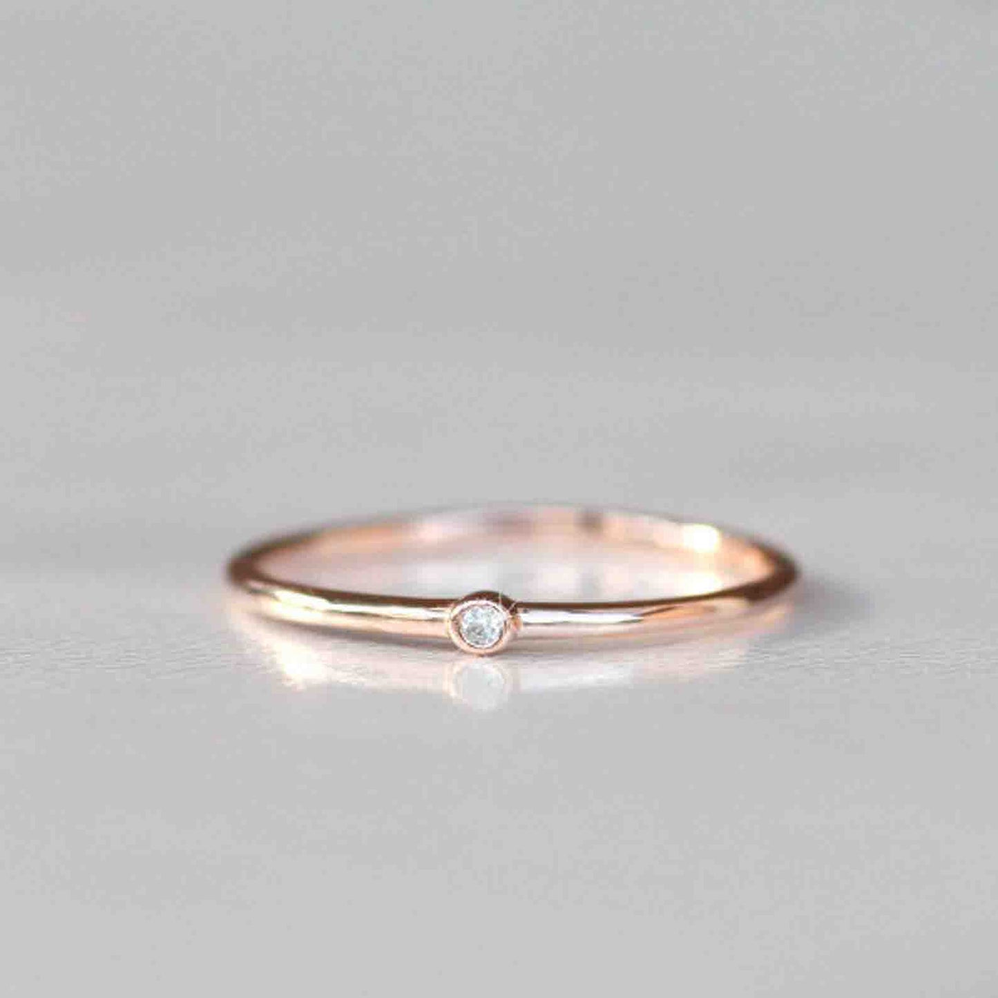 10k Tiny Diamond Simple Gold Ring.