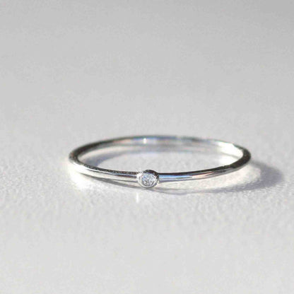 10k Tiny Diamond Simple Gold Ring.