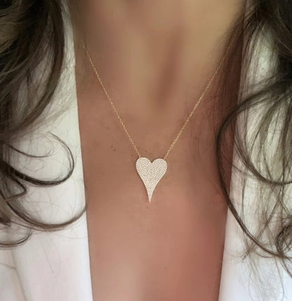 14k Diamond Big Heart Necklace