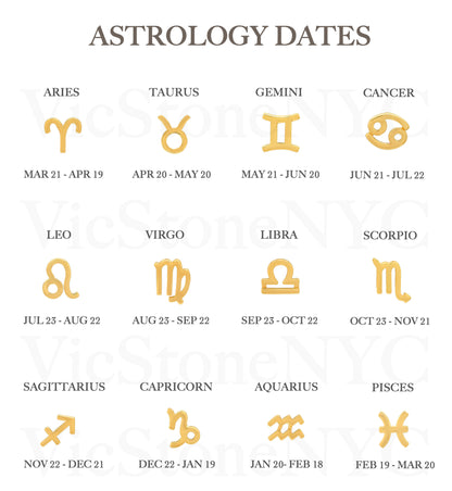 14k Gold Zodiac Earrings - Gemini May 21 - Jun 21