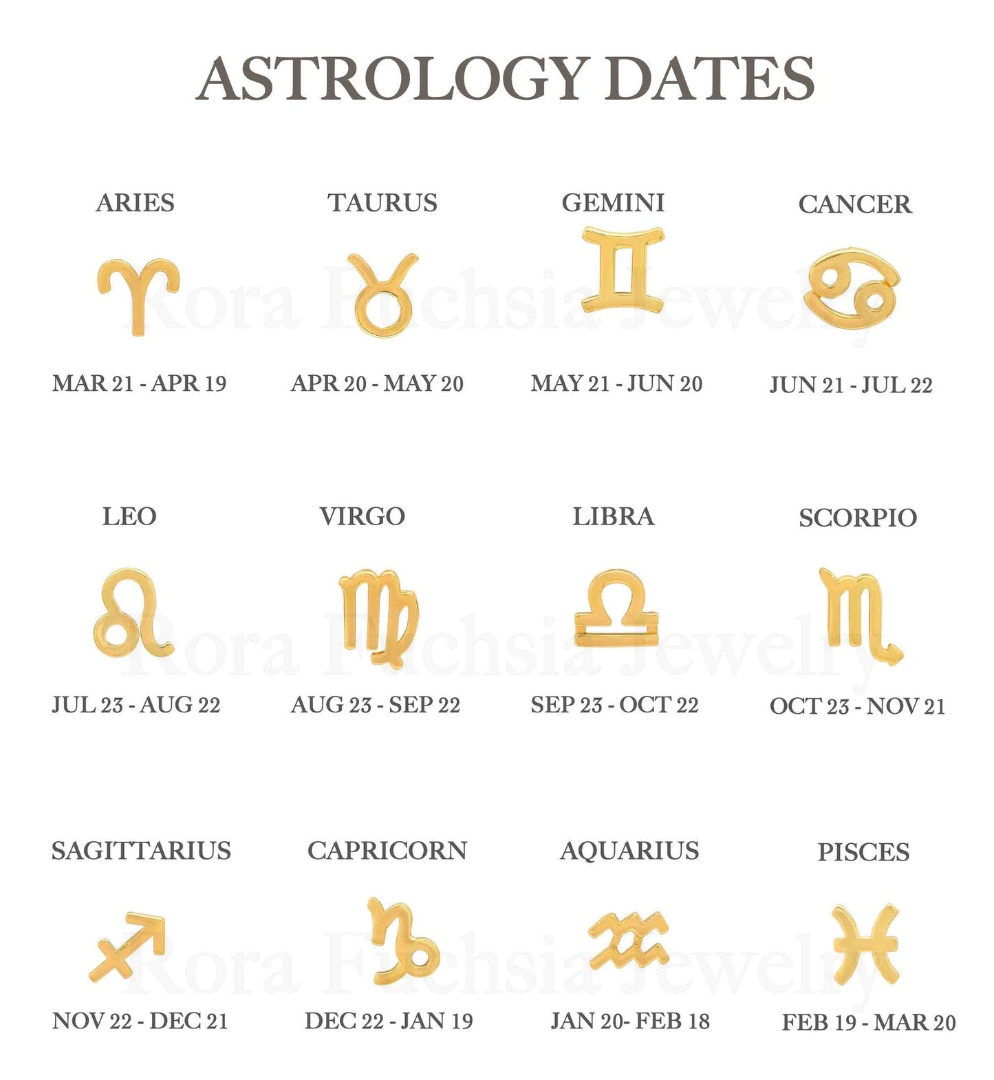 14k Gold Zodiac Earrings - Aquarius Jan 21 - Feb 18