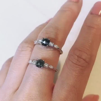 18k Salt and Pepper Diamond Engagement Ring