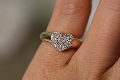 14k Diamond Heart Ring