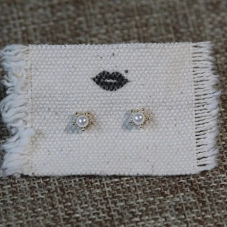 14k Star Pearl Stud Earrings