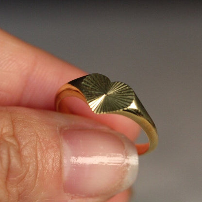 18k Gold Heart Signet Ring