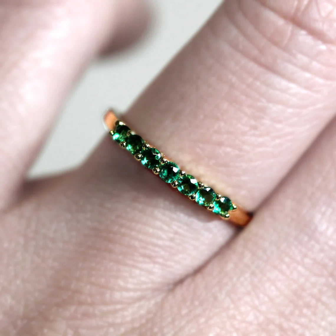 14k Gold Emerald Eternity Ring