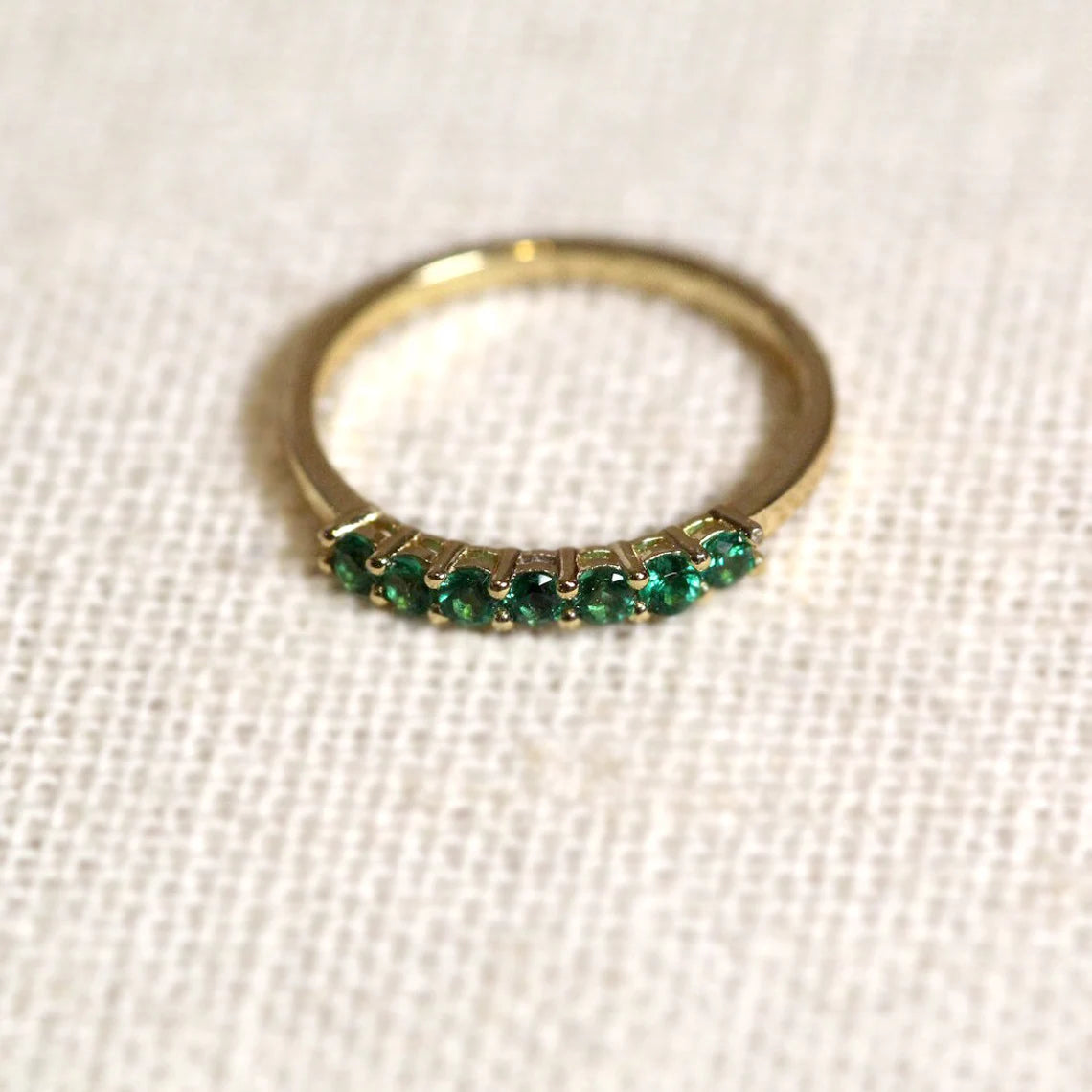 14k Gold Emerald Eternity Ring