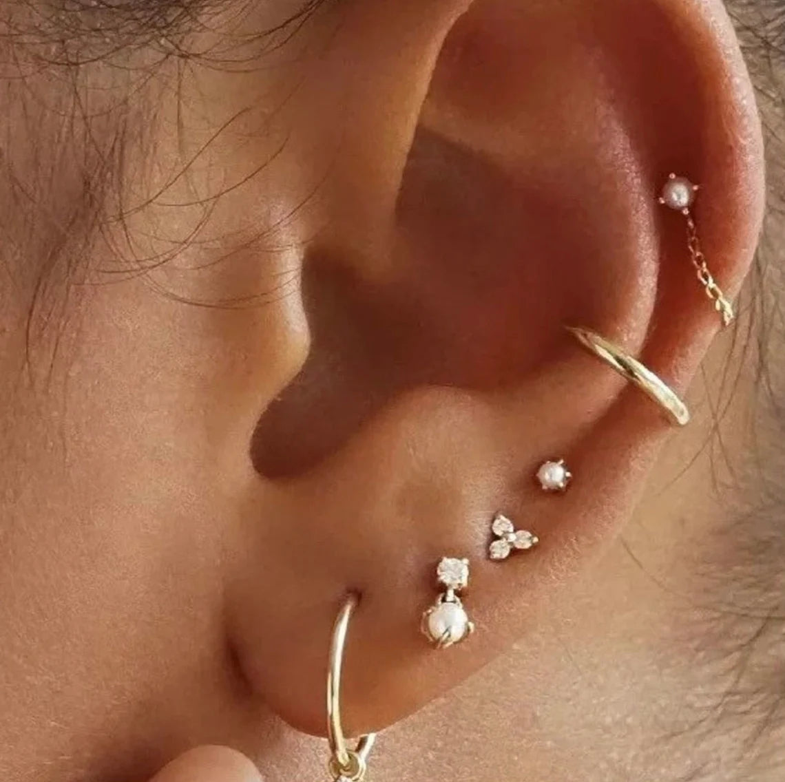 14k Gold Industrial Pearl Earrings