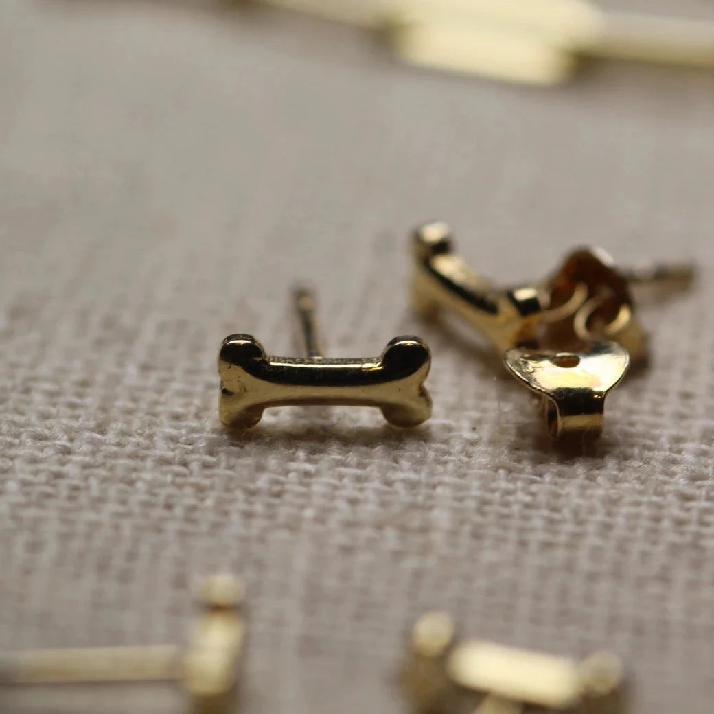 14k Gold Dog Bone Earrings