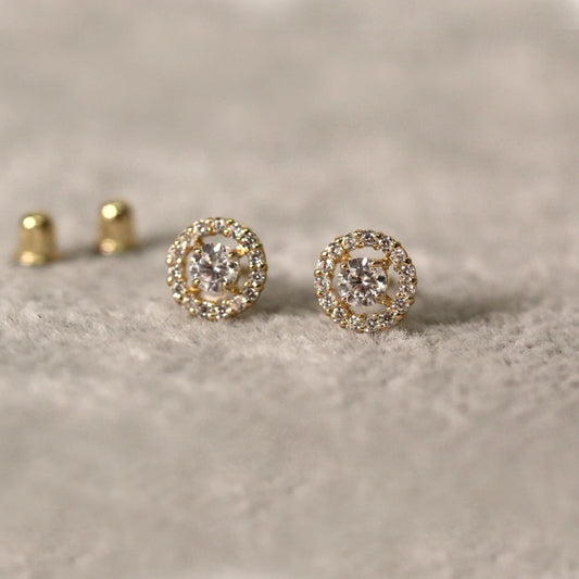 14k Yellow Gold Earrings with Cubic Zirconia