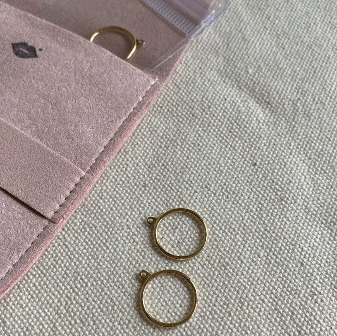 14k Solid Gold Ear Jacket - Circle Earrings / Natural Diamond Sets