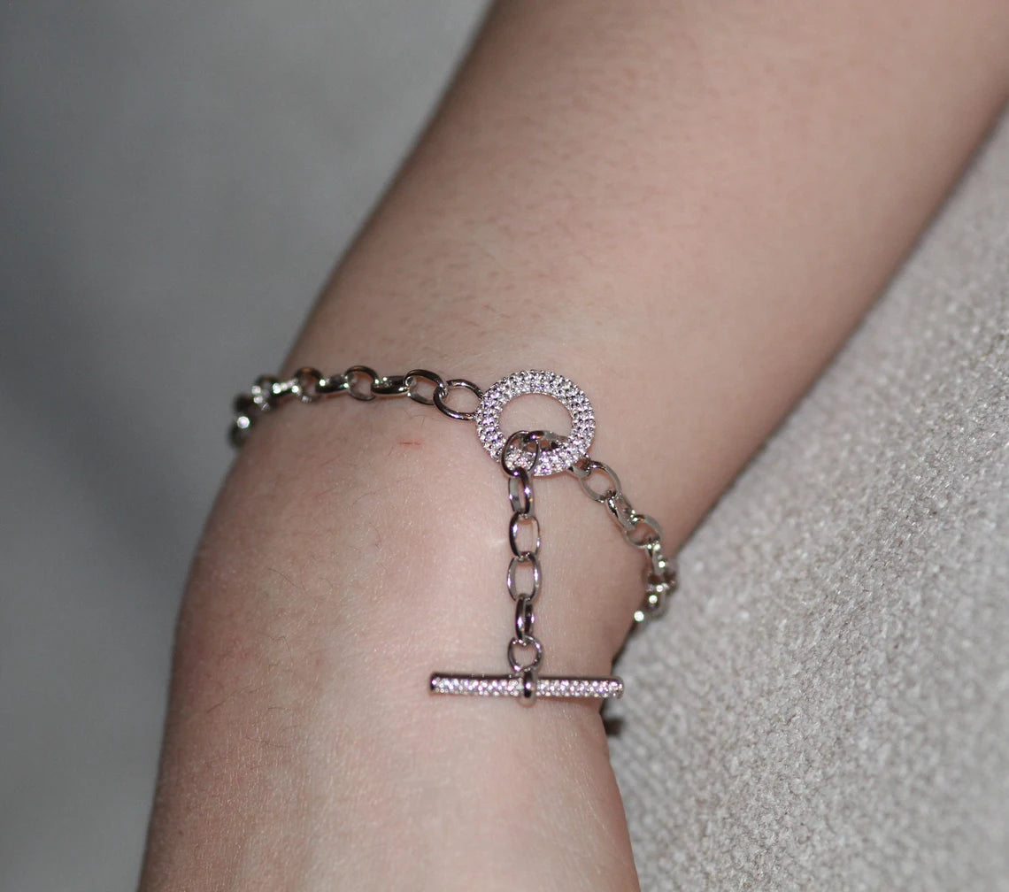 Special hook lock Sterling silver designer bracelet