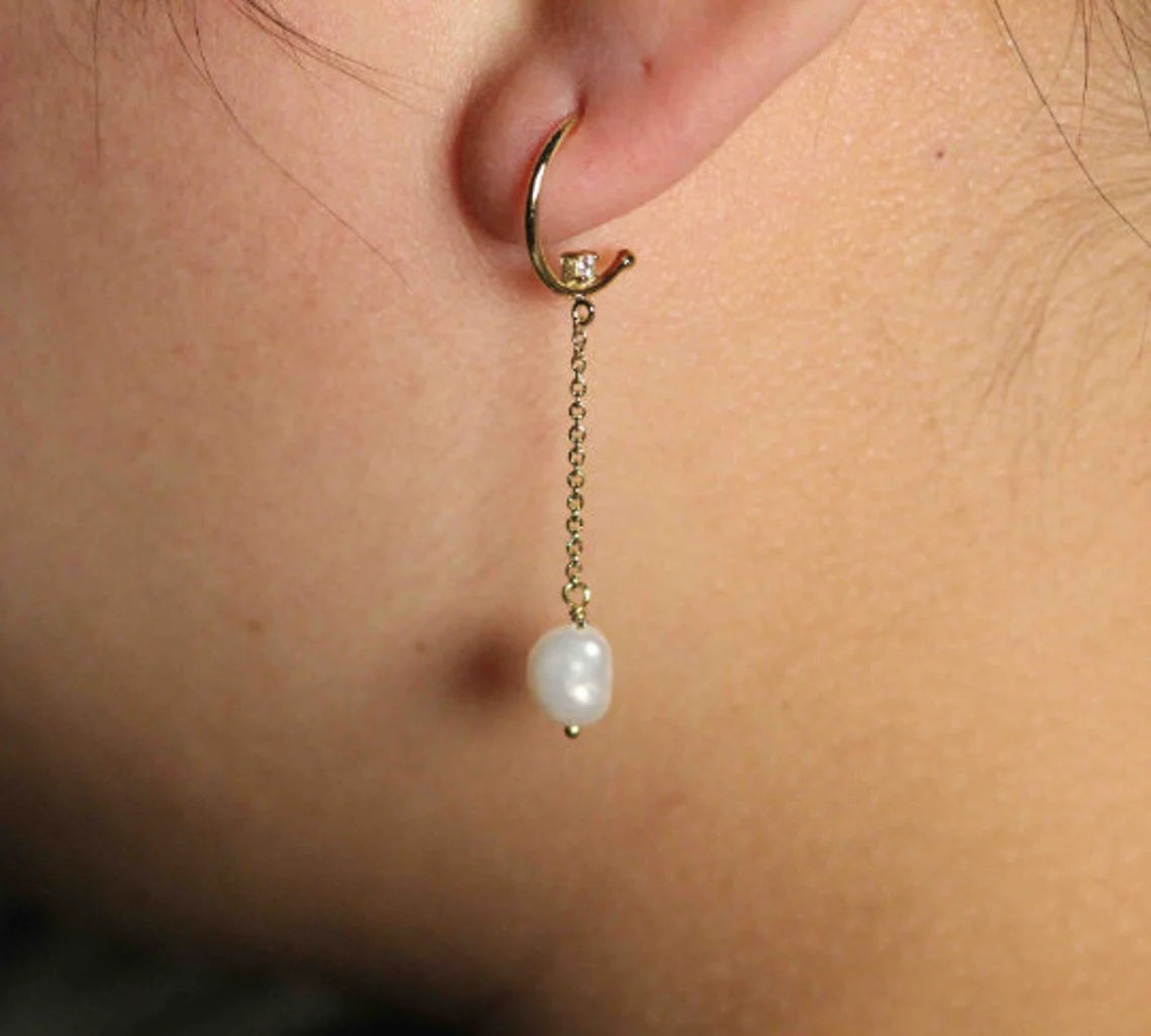 Unique Pearl Silver Earrings