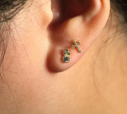 Silver Stone Stud Earrings