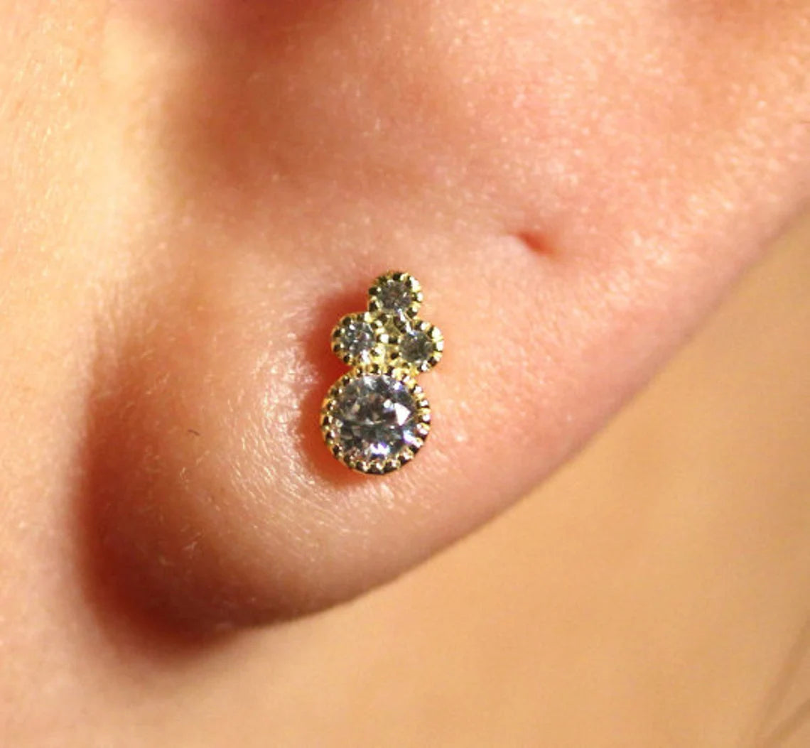 Silver Stone Stud Earrings