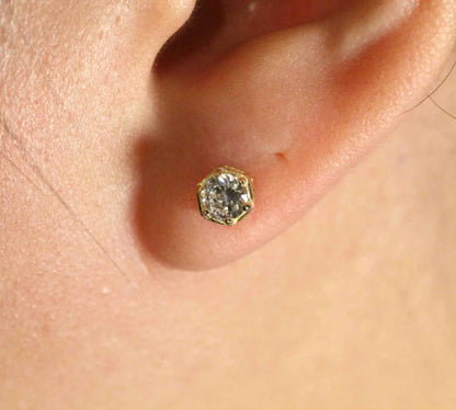 Hexagon Shape Natural Diamond Earrings