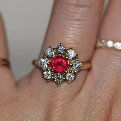 Unique Design Ruby and Diamond Engagement Ring
