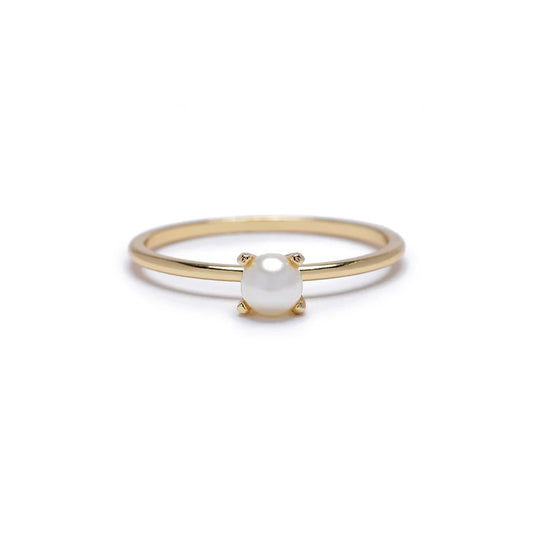 14k Solitaire Pearl Ring