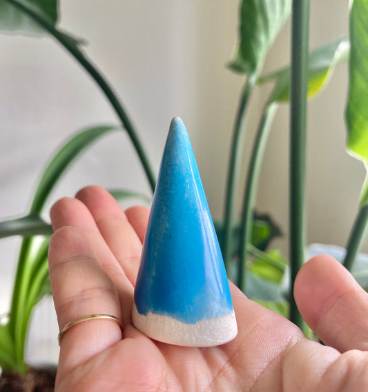 Tiny Blue Ceramic Ring Cone